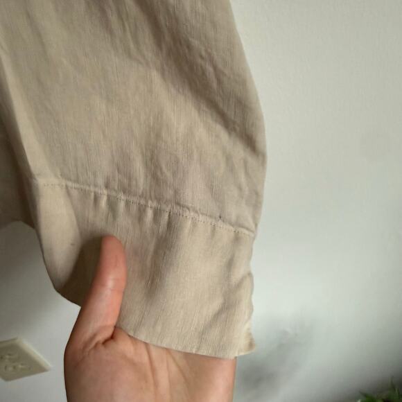 Quince European Linen Short Sleeve Button Up Shirt In Flax Size L - Picture 3 of 8